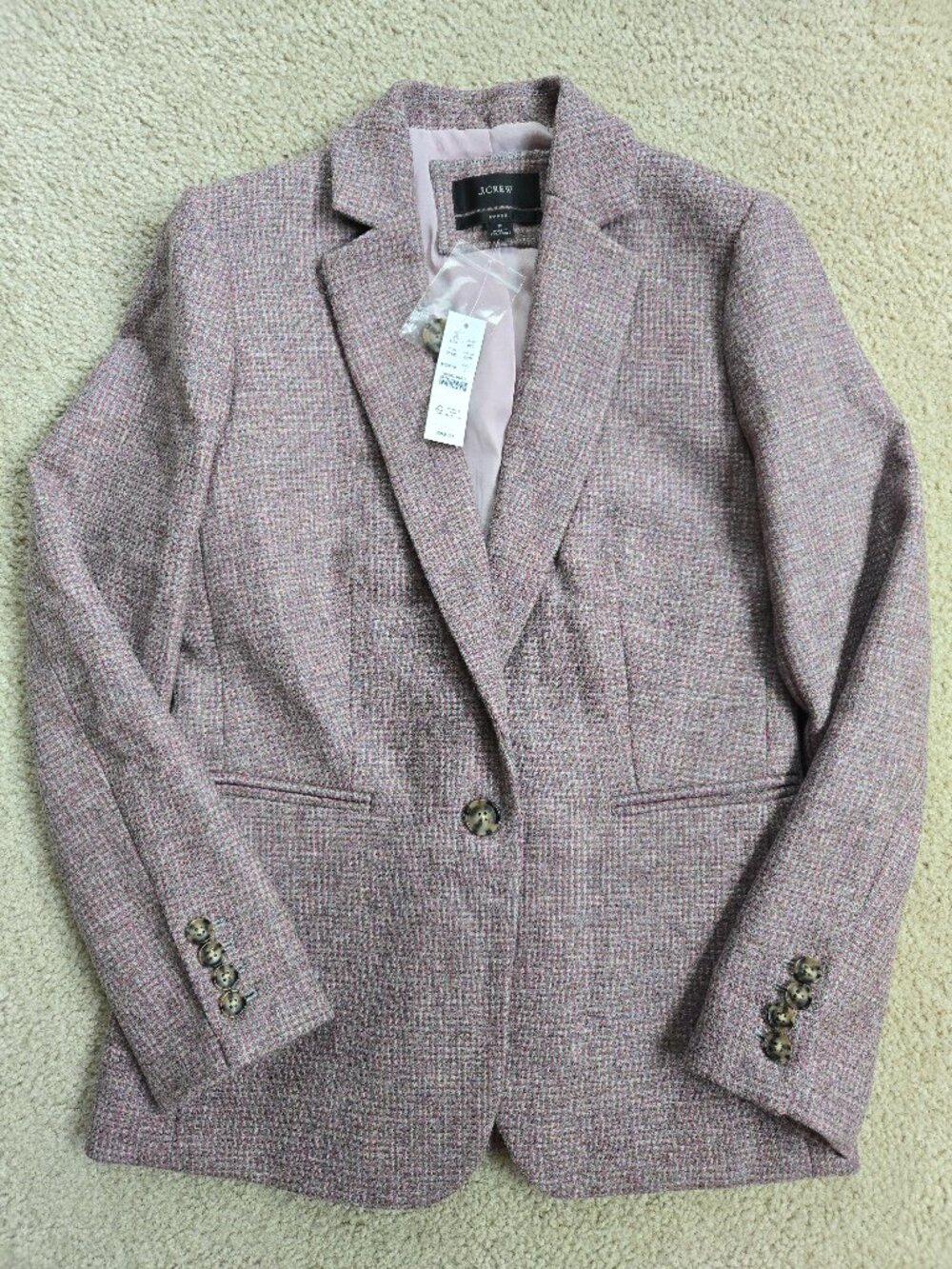NWT J. Crew 100% Wool Tweed Parke Blazer Lavender and Grey Moon British Cloth - Picture 1 of 11